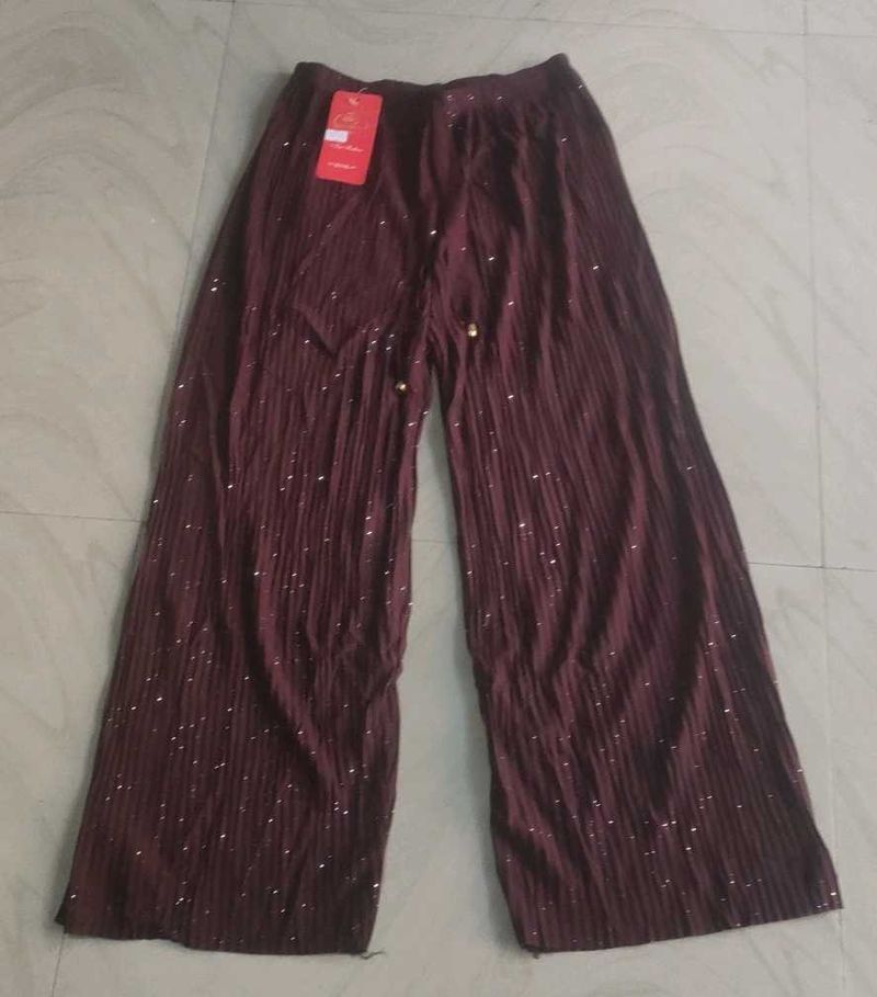 Maroon Sequin Palazzo Pants