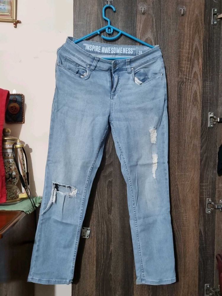 Light Blue Ripped Denim Jeans