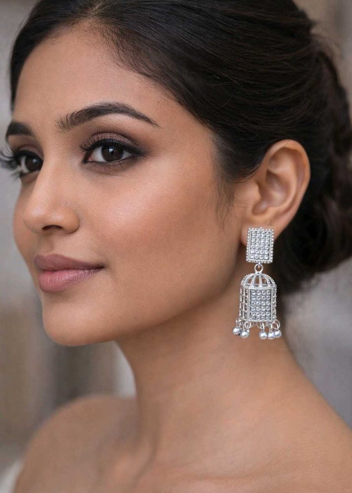 Elegant Silver Jhumka Earrings
