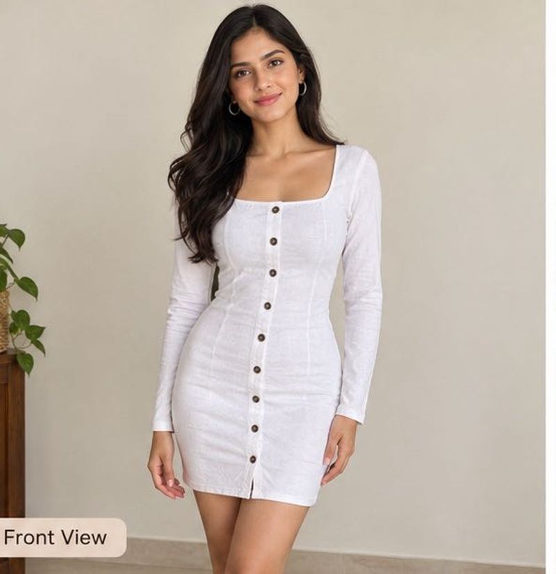 USA bought White Button-Down Mini Dress