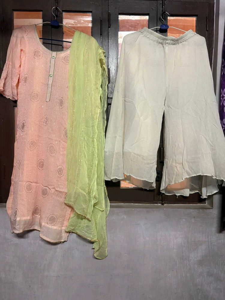 Peach sharara set