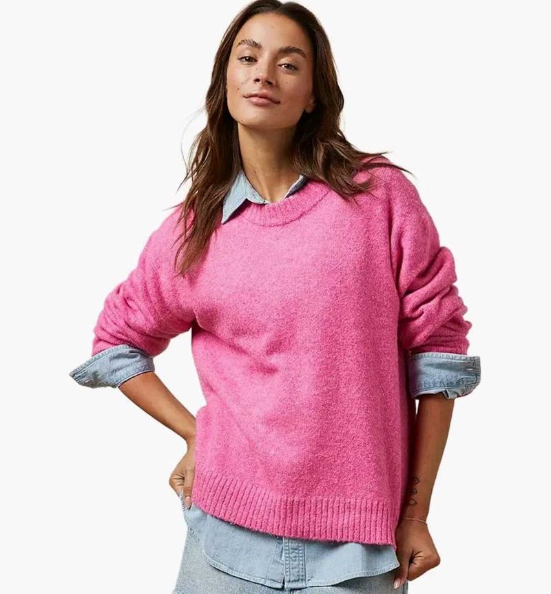 American Eagle Vibrant Pink Knit Sweater - Size XS