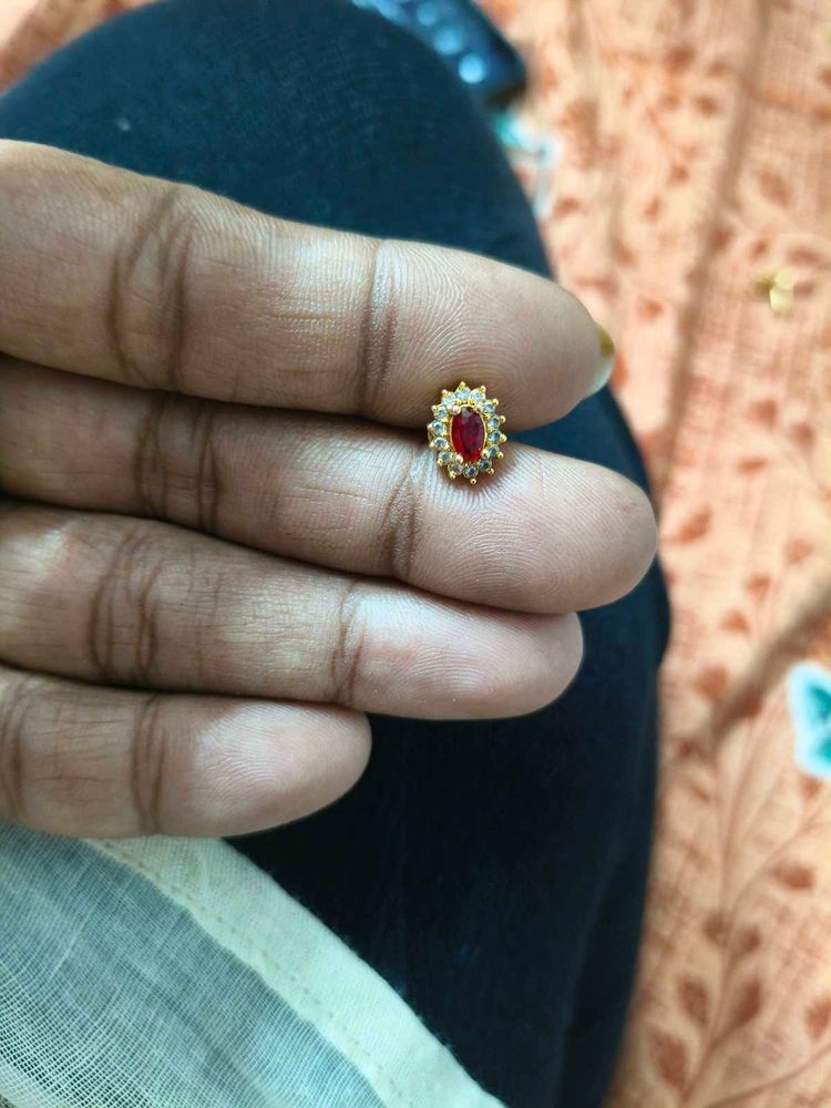 gold plated Elegant  red nosepin/ earrings