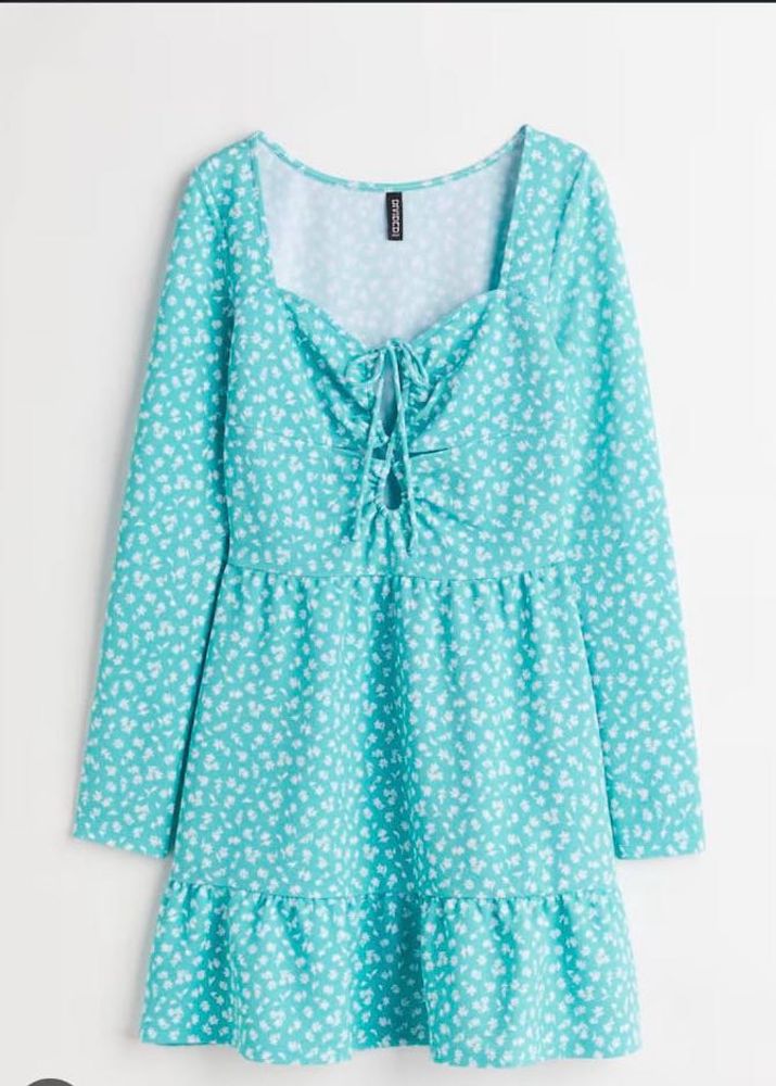 Mint green with white floral print