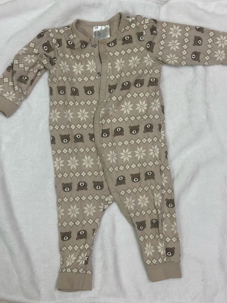 Cute Bear Print Baby Onesie