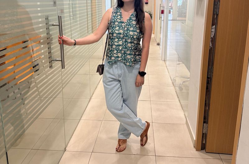 Sea Green Floral Top
