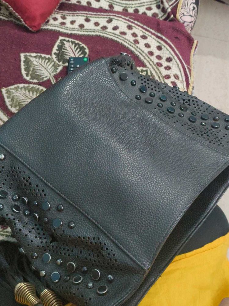 Stylish Black Studded Handbag