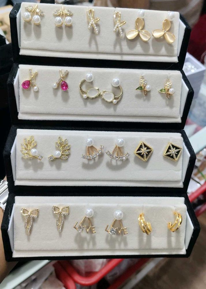 Assorted Stud Earrings Collection with Box