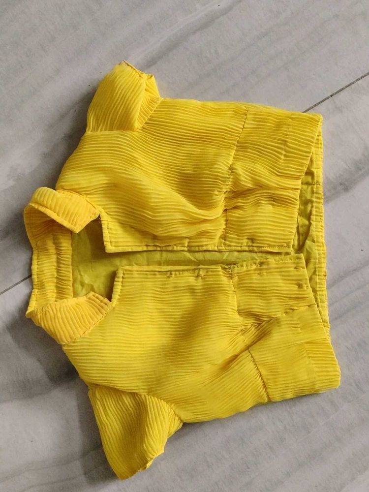 Bright Yellow Pleated Blouse