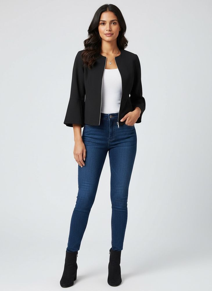 Chic Black Jacket with Zipper Detail