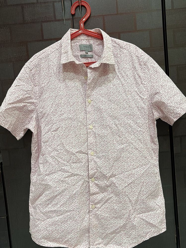 M&amp;S Men's Short Sleeve Printed Shirt