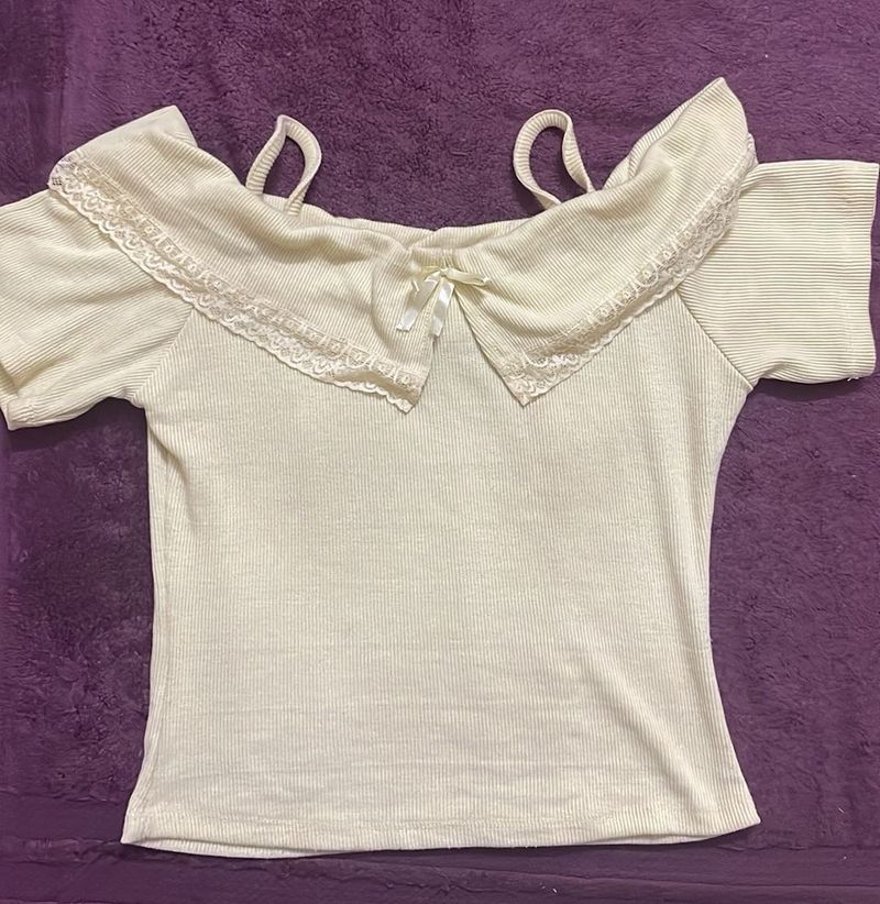 Off-Shoulder Ribbed Knit Top