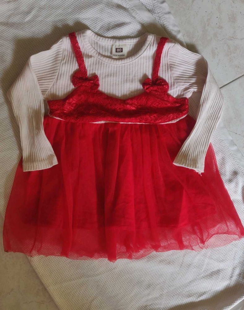 CUTE RED BABY FROCK