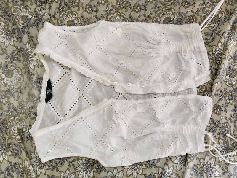 White Eyelet Crop Top