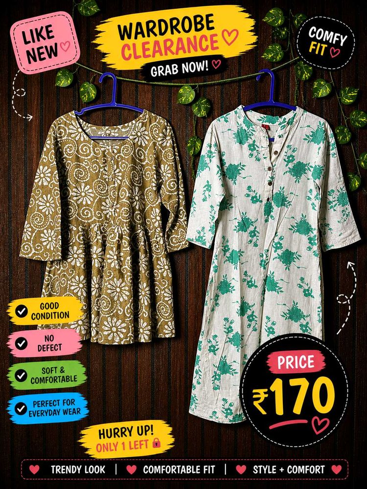 Beautiful Printed Cotton Kurtas (Set of 2)