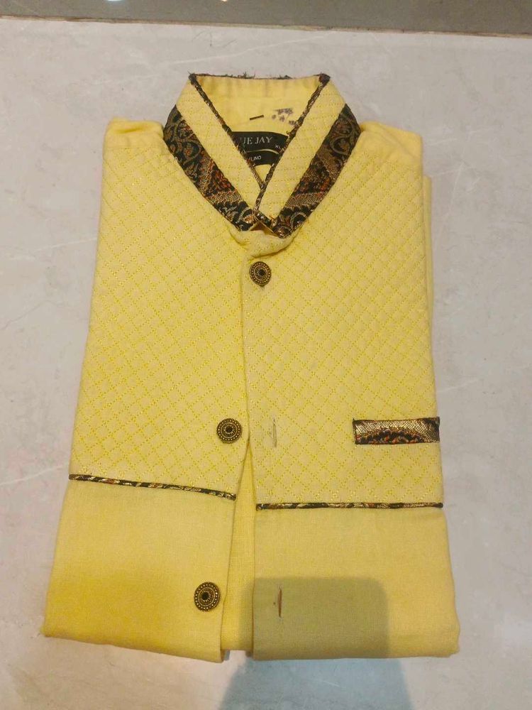Men's Yellow Ethnic Nehru Jacket