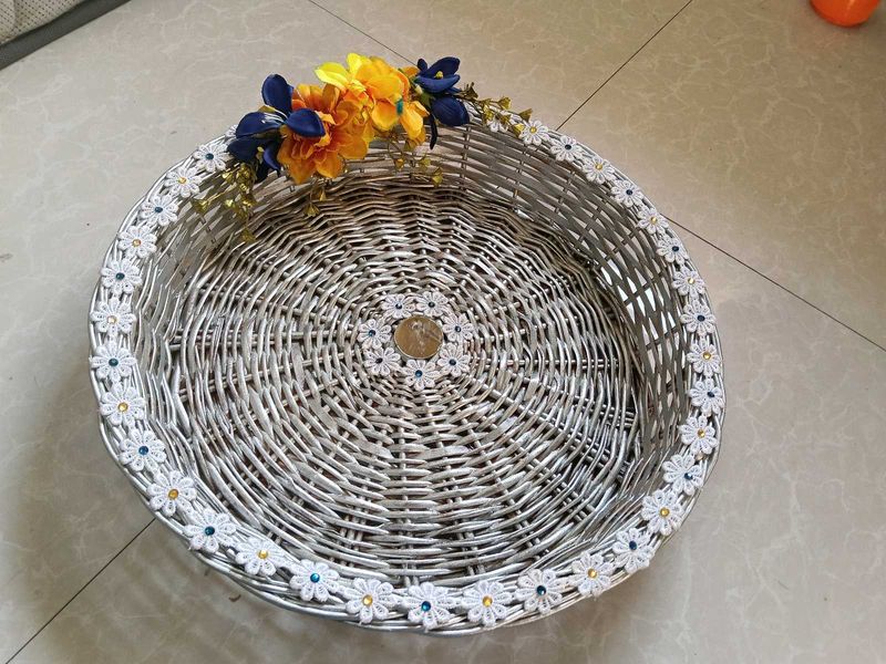 Decorative Wicker Basket with Flowers
