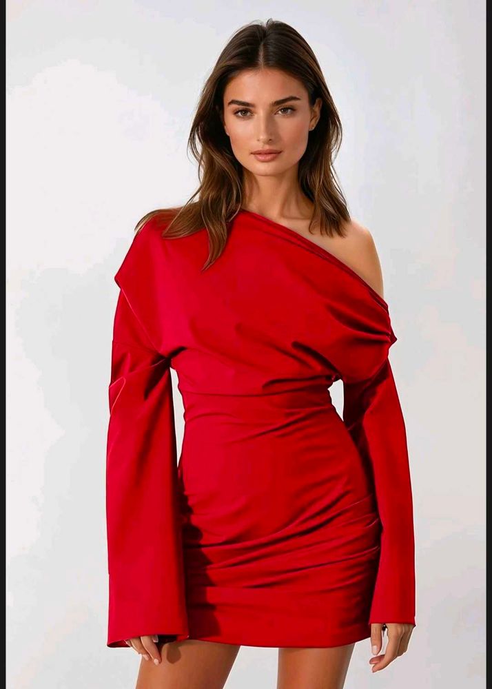 Red One-Shoulder Mini Dress