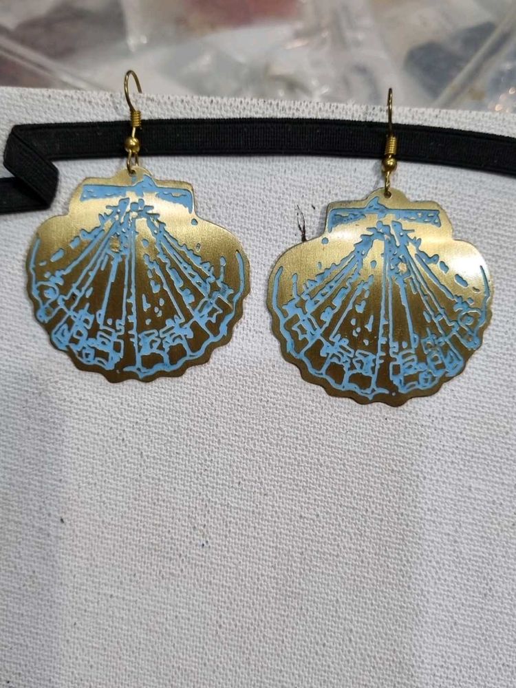 Scallop Shell Patina Earrings