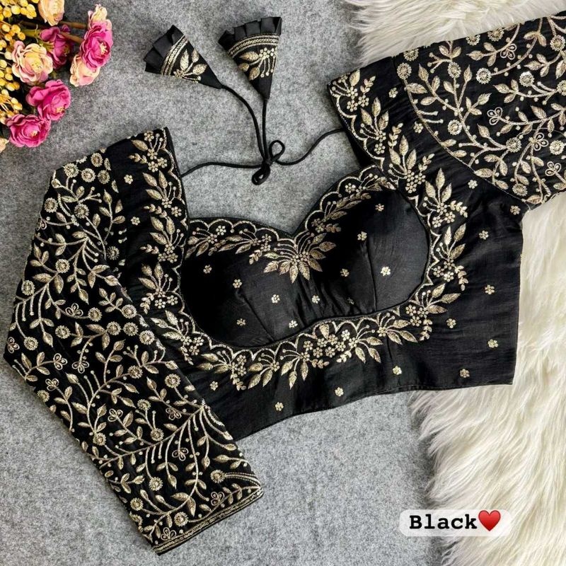 Embroidered Black Full Sleeves Blouse