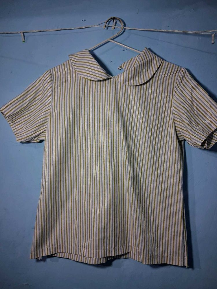 Striped Peter Pan Collar Top
