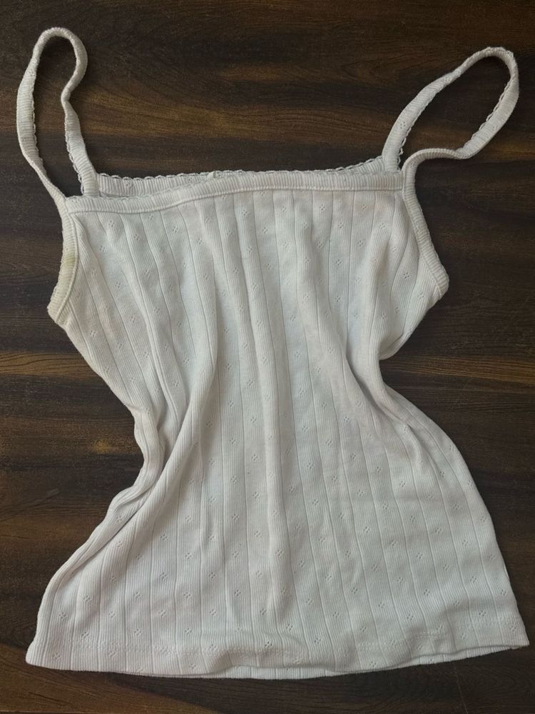 Chic Ribbed Camisole with Lace Trim