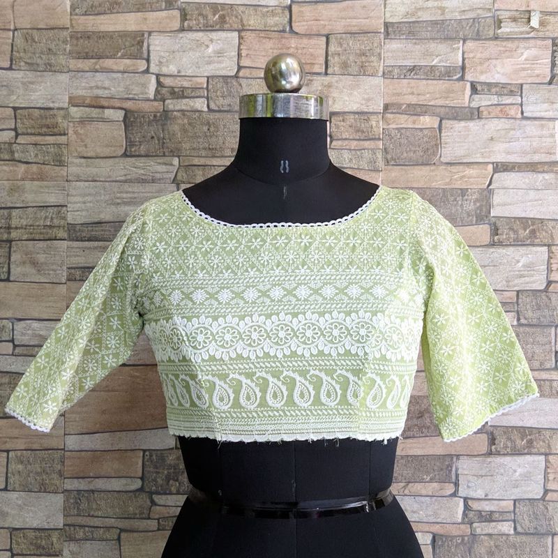 Chikankari Embroidered Cotton Blouse fix price