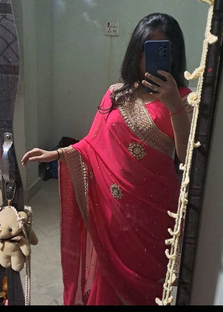 Vintage Pink Embroidered Saree 💕