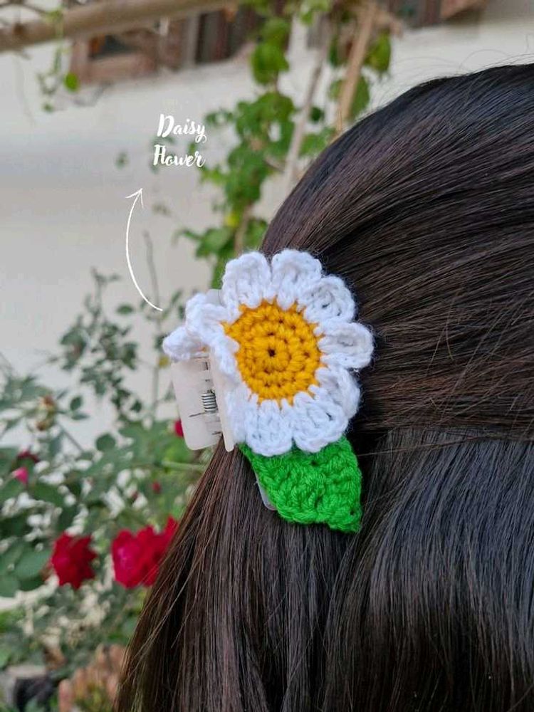 crochet hairtie &amp; Hairclip combo✨daisy, sunflower,