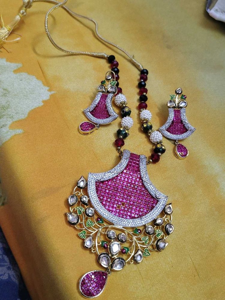 Stunning Kundan &amp; Ruby Necklace Set