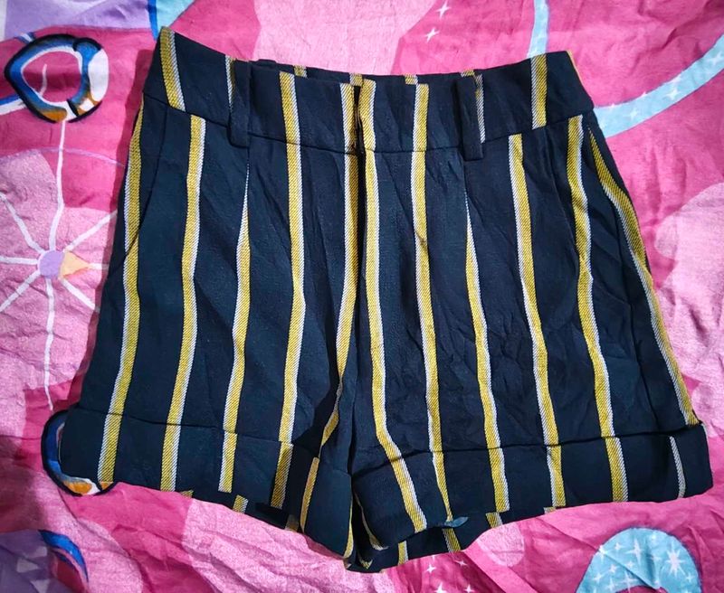 Striped High-Waisted Shorts