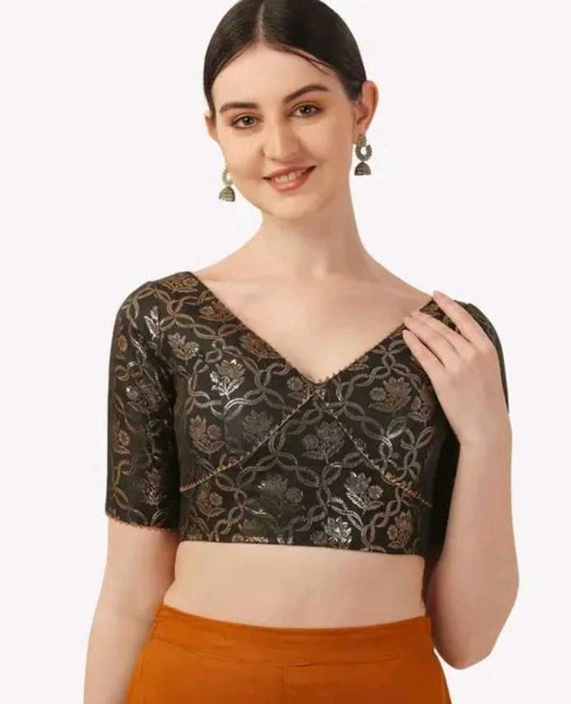 Elegant Black Brocade Blouse