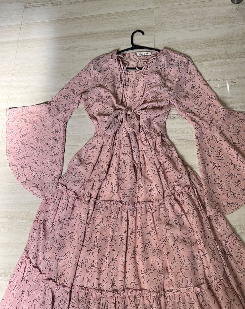 Chic Pink Printed Maxi Dress