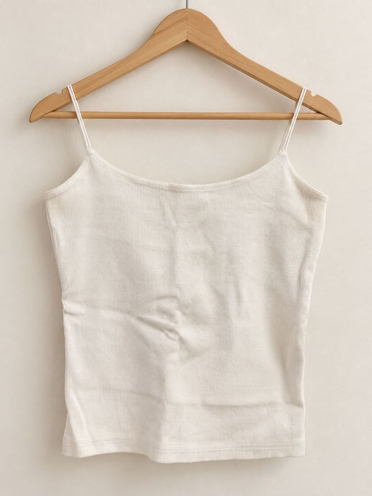 White  Ribbed Camisole Top