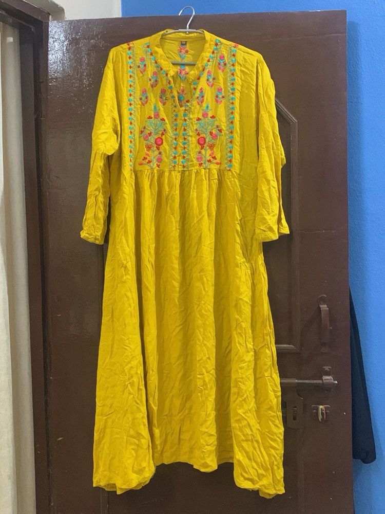 Embroidered Yellow Kurta