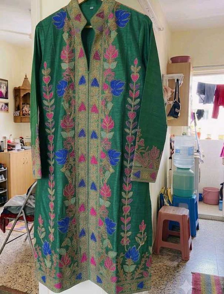 Embroidered Green Kashmiri coat