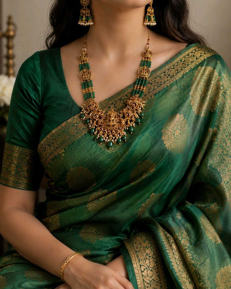 Traditional Antique Gold-Plated Lakshmi Pendant Te