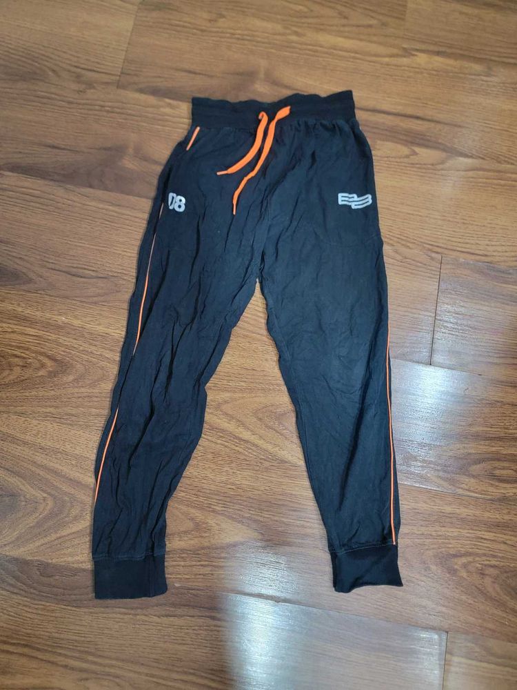 Black Joggers with Orange Accents