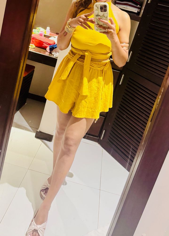 Yellow Sleeveless Mini Dress