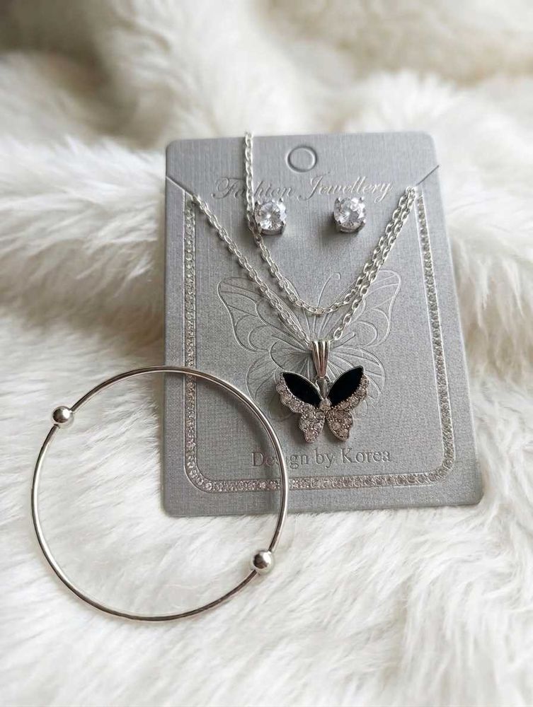 Butterfly Pendant Necklace &amp; Earring Set