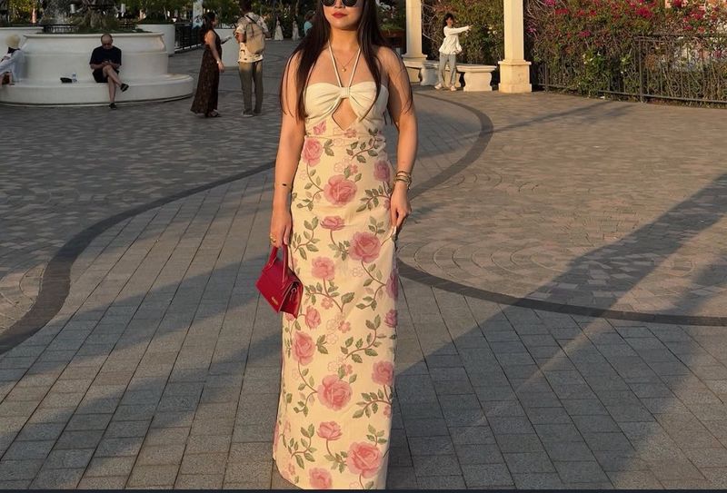 Floral Maxi Dress with Bow Detail