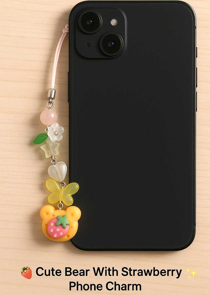 🍓🐻 Kawaii Strawberry Bear Cute Phone Charm