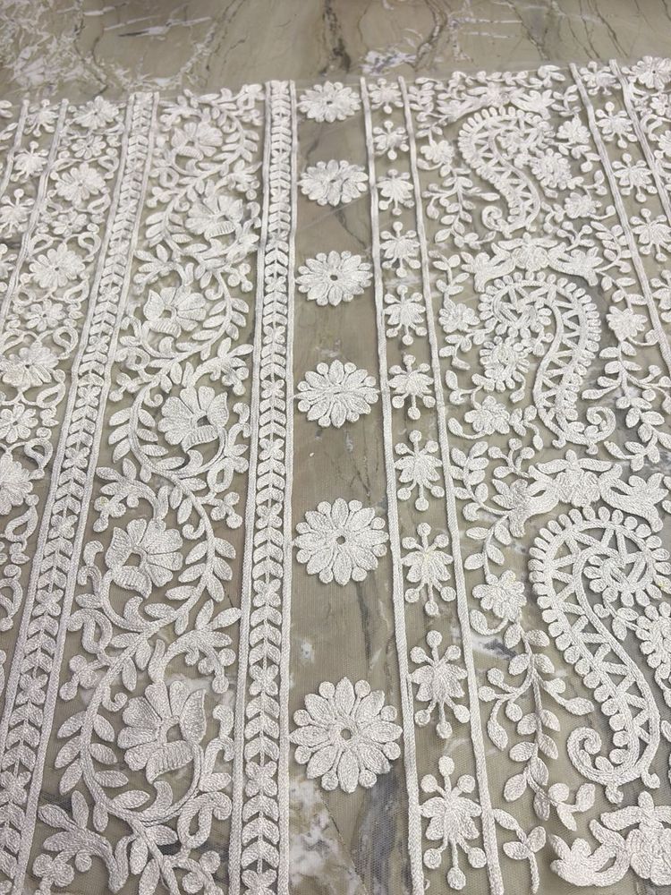 Elegant White Embroidered Dupatta