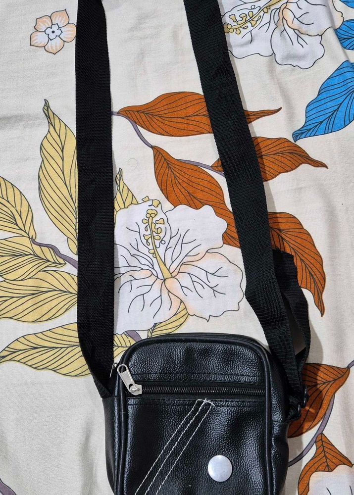 Black Faux Leather Crossbody Bag