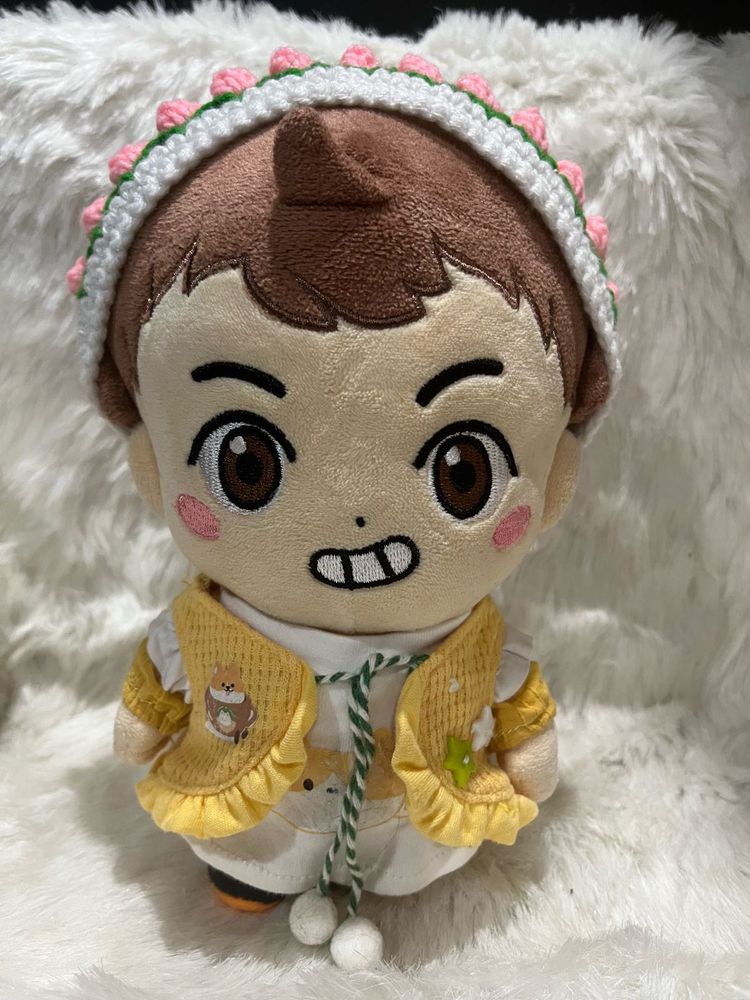 Cute Plush Doll with Crochet Hairband