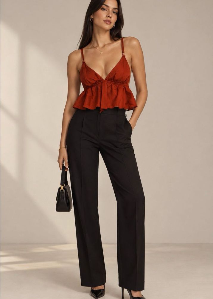 Chic Red Satin Cami Top