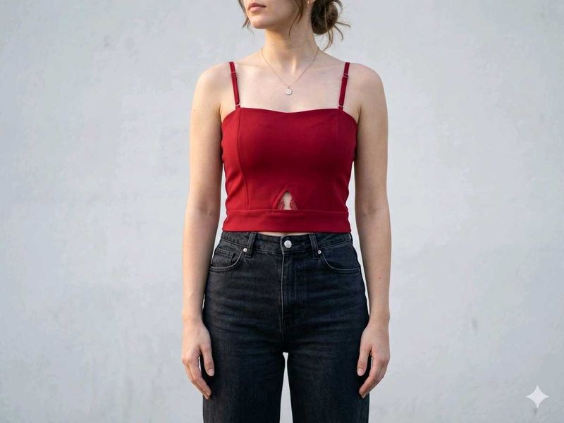 Red Cropped Camisole Top