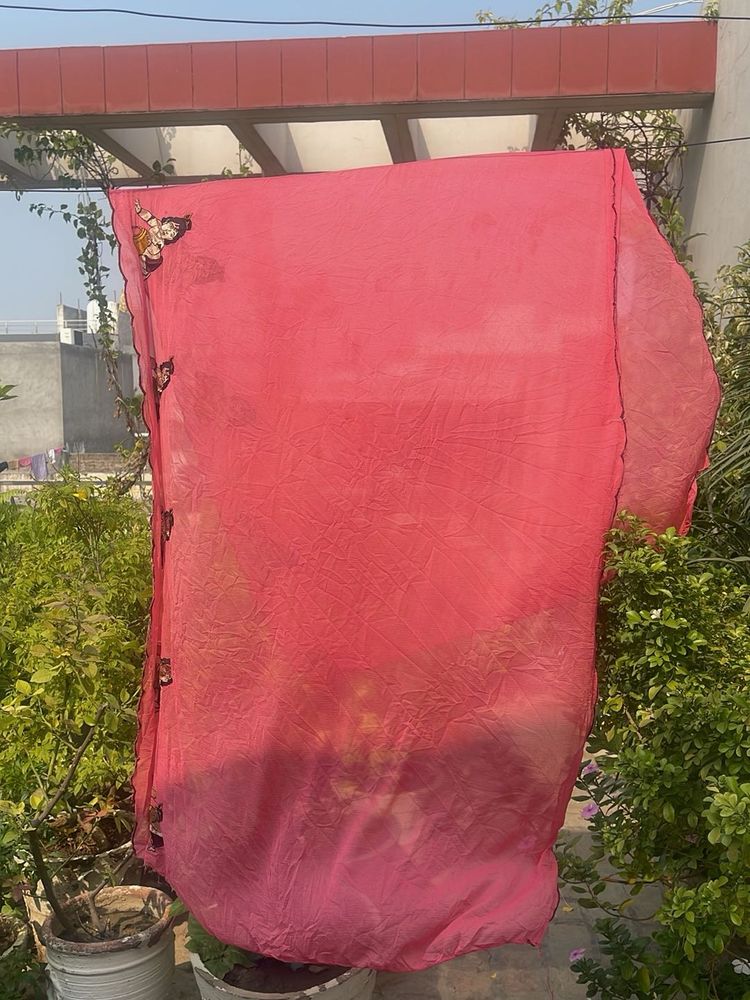 Vibrant Pink Saree with Embellishments