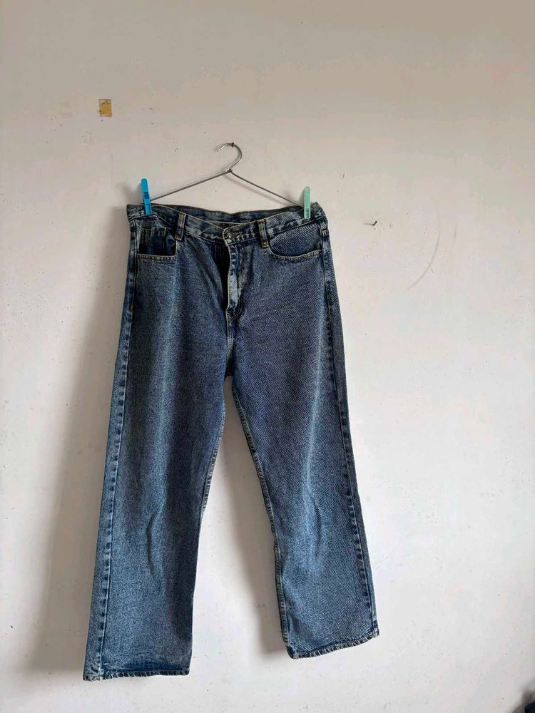 Vintage Wash Wide Leg Jeans