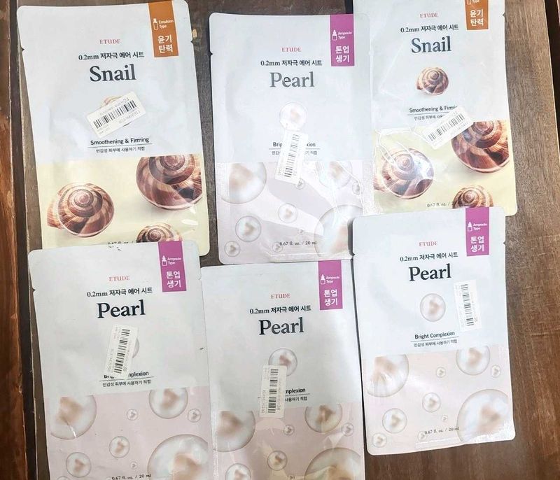 ETUDE Snail &amp; Pearl Face Masks